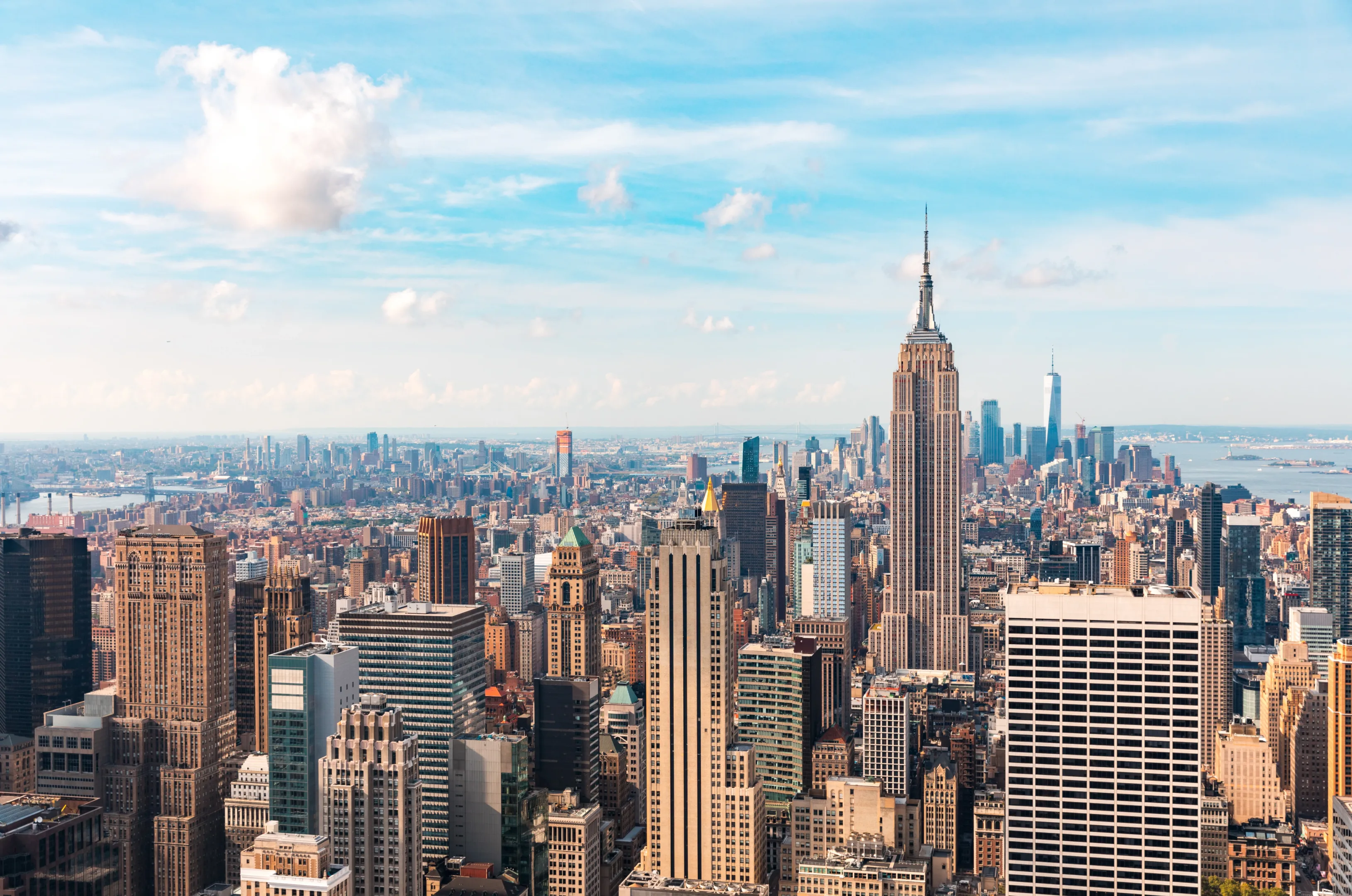 A view of the city skyline from above.